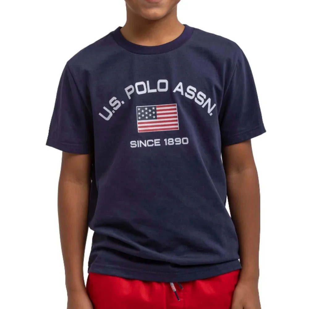 U.S. Polo Assn. Boys Size S (6/7) American Flag Short Sleeve Graphic T-Shirt NWT